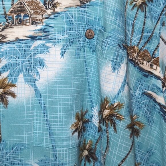 Island Shores Hawaiian Short Sleeve Buttoned Shirt Tropical Beach Palm Size XXL - Picture 7 of 11